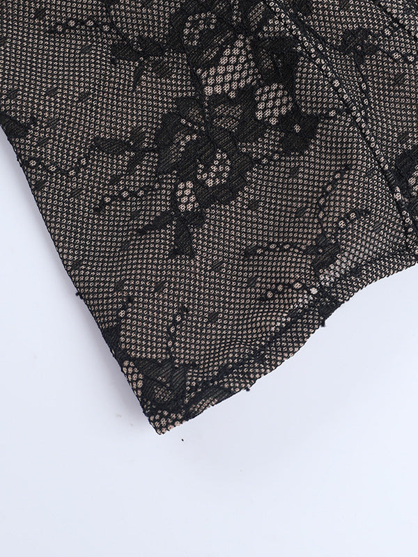 Floral Lace Corset Top For Women - Black Gothic Aesthetic Bustier - Summer Night Out Clubwear 2026