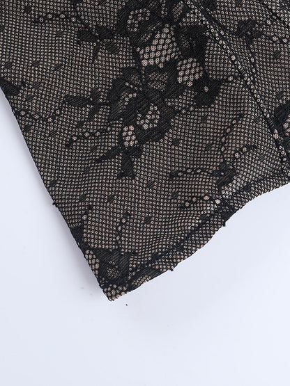 Floral Lace Corset Top For Women - Black Gothic Aesthetic Bustier - Summer Night Out Clubwear 2026