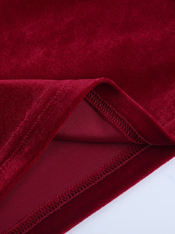 Ruched Velvet Bodycon Mini Dress For Women-Red Strapless Draped Side Sash -Spring Summer Cocktail Party Wear 2026