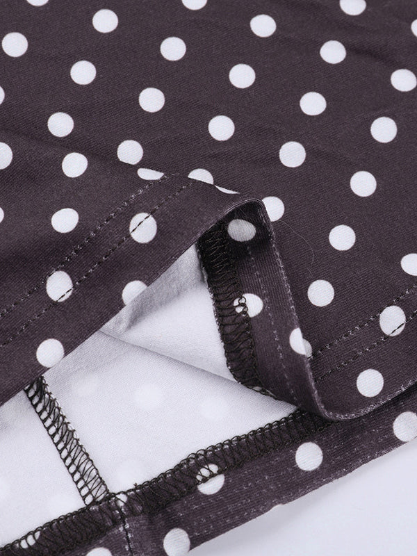 Polka Dot Women's Mini Dress - Chocolate Brown Vintage V Neck Long Sleeve Bodycon - Spring Vacation Party 2026