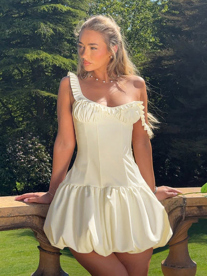 Bubble Hem Mini Dress For Women - Coquette Aesthetic Ruffle Corset Fit - Summer Beach Party Look 2026