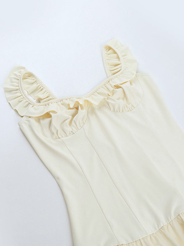 Bubble Hem Mini Dress For Women - Coquette Aesthetic Ruffle Corset Fit - Summer Beach Party Look 2026