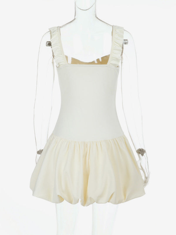 Bubble Hem Mini Dress For Women - Coquette Aesthetic Ruffle Corset Fit - Summer Beach Party Look 2026