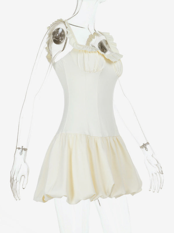 Bubble Hem Mini Dress For Women - Coquette Aesthetic Ruffle Corset Fit - Summer Beach Party Look 2026