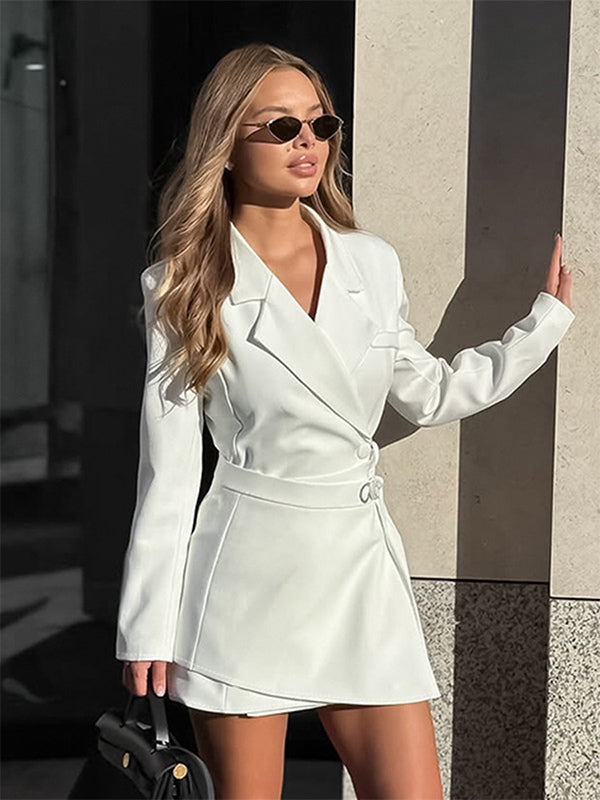 Blazer Dress For Women's Elegant Mini Dress - Wrap Tie Waist Notch Lapel Slim Fit - Spring Office Wear 2026