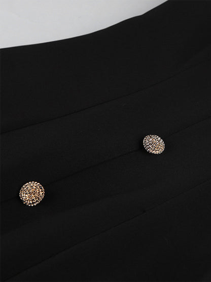 Puff Sleeve Mini Dress For Women Chic Retro Outfit - Black Elegant Stand Collar Slim Fit Bodycon - Spring Desk-to-dinner 2026