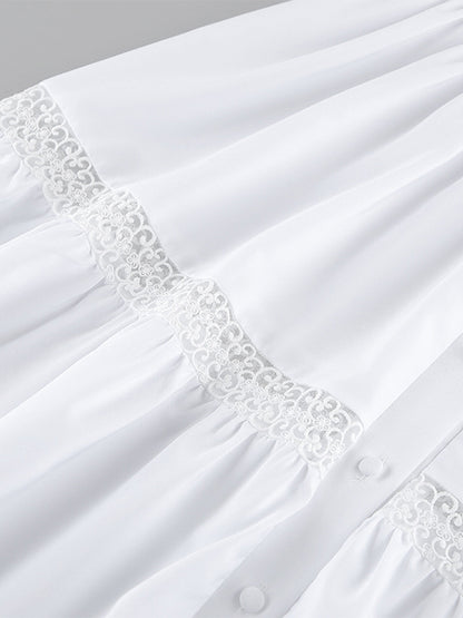 Boho Tiered Maxi Dress For Women - White Lace Patchwork Square Neck Chic Sundress - Summer Beach Vacation 2026