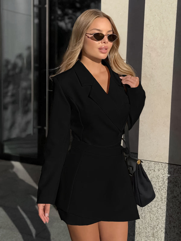 Blazer Dress For Women's Elegant Mini Dress - Wrap Tie Waist Notch Lapel Slim Fit - Spring Office Wear 2026