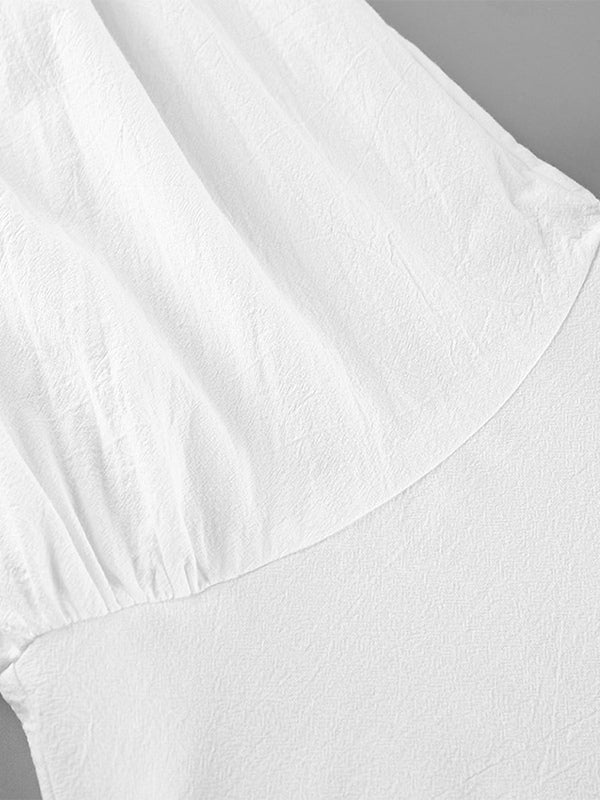 100% Cotton Blouse Women's Chic Boho Top - White Ruffle Neck Lantern Sleeve V Neck - Beach Vacation 2026