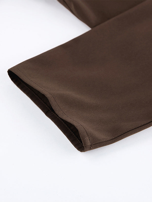 Sheer Chiffon Blouse Women's Flare Sleeve Top - Brown Boho Ruffle Tiered Loose Fit - Spring Party Night 2026