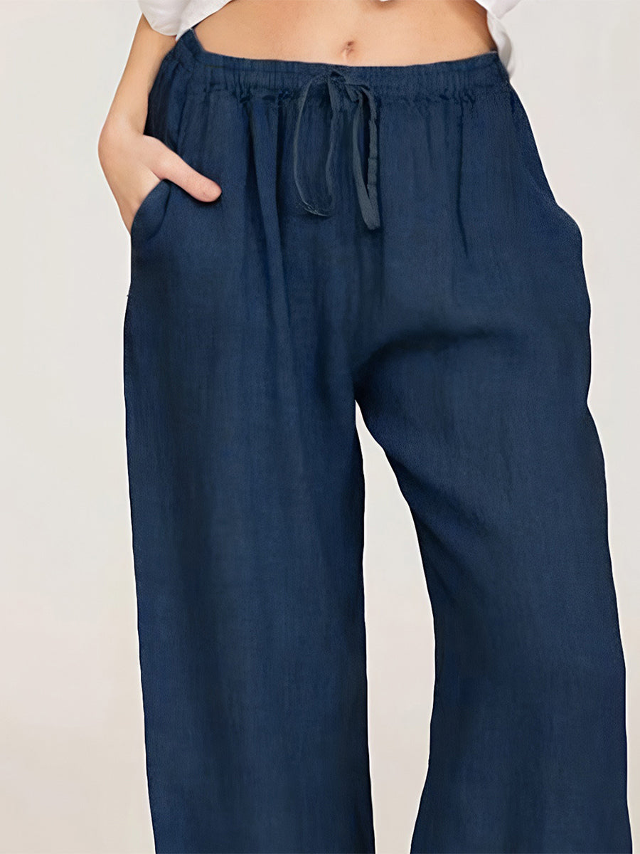 Wide Leg Trousers For Women - Casual Flowy Drawstring Elastic Waist Pants - Summer Beach Vacation 2026
