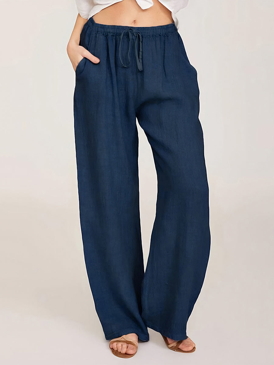 Wide Leg Trousers For Women - Casual Flowy Drawstring Elastic Waist Pants - Summer Beach Vacation 2026