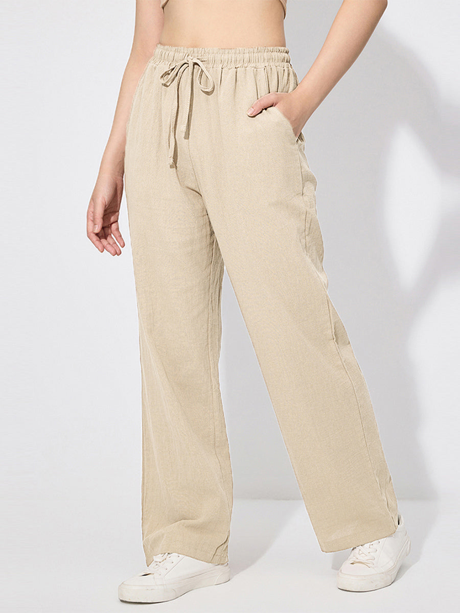 Wide Leg Trousers For Women - Casual Flowy Drawstring Elastic Waist Pants - Summer Beach Vacation 2026
