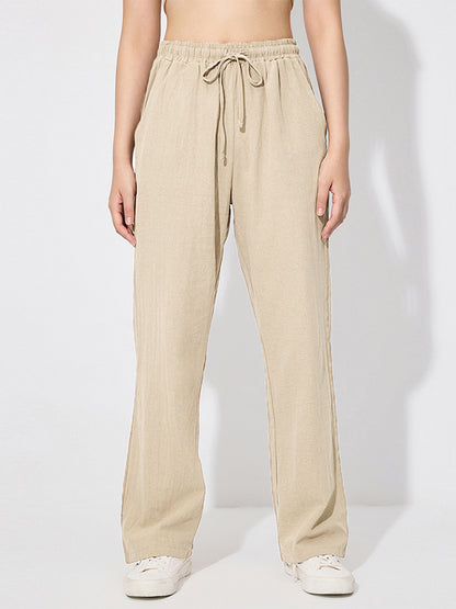 Wide Leg Trousers For Women - Casual Flowy Drawstring Elastic Waist Pants - Summer Beach Vacation 2026