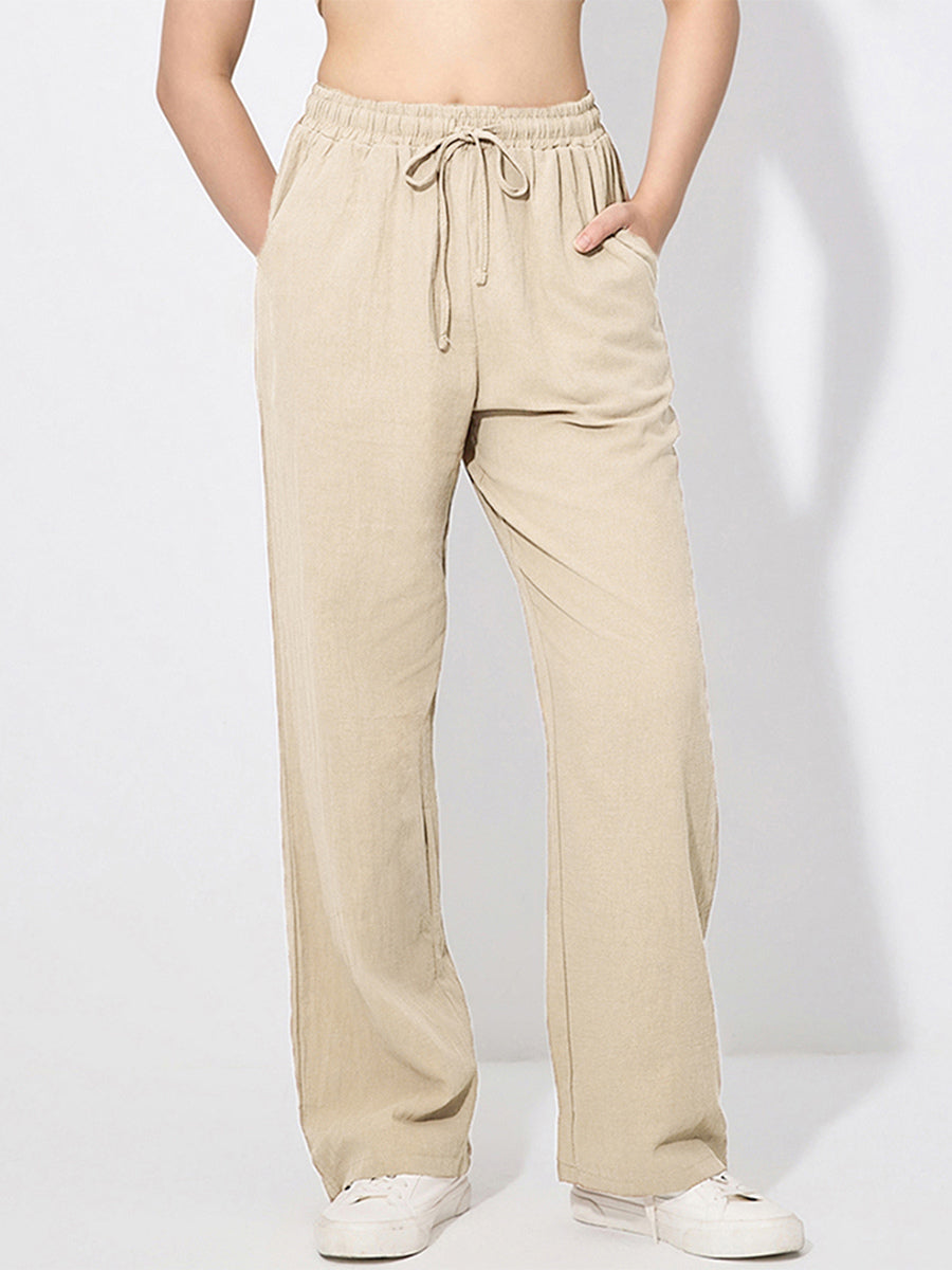 Wide Leg Trousers For Women - Casual Flowy Drawstring Elastic Waist Pants - Summer Beach Vacation 2026