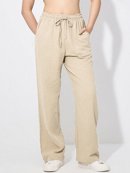 Wide Leg Trousers For Women - Casual Flowy Drawstring Elastic Waist Pants - Summer Beach Vacation 2026