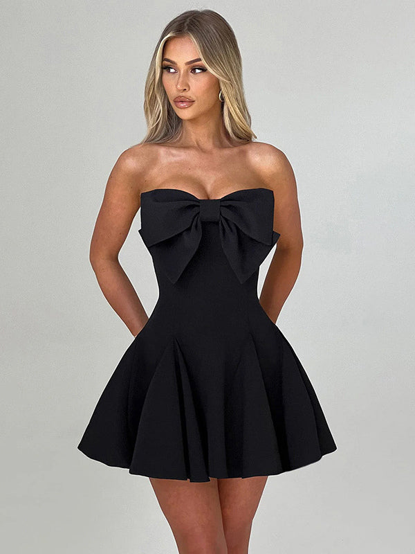 Coquette Bow Dress For Women - Strapless Sweetheart A Line Mini Dress - Summer Birthday Party 2026