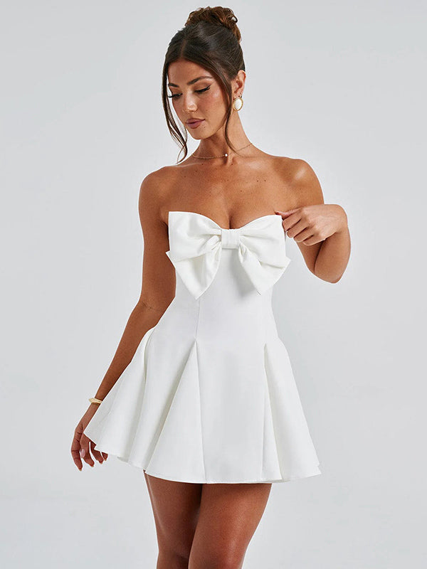 Coquette Bow Dress For Women - Strapless Sweetheart A Line Mini Dress - Summer Birthday Party 2026