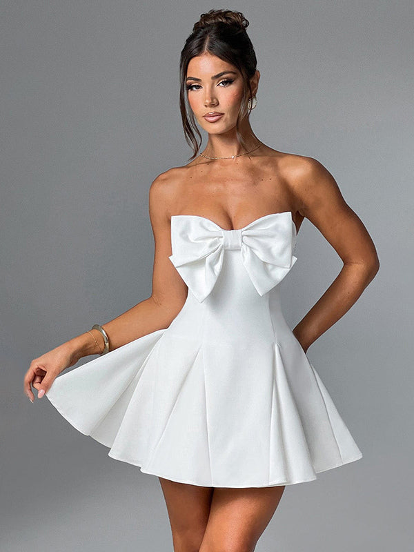 Coquette Bow Dress For Women - Strapless Sweetheart A Line Mini Dress - Summer Birthday Party 2026