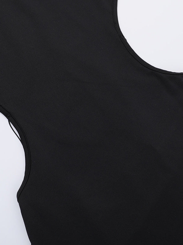 Backless Maxi Dress For Women - Butterfly Detail Mock Neck Black Bodycon Long Dress - Summer Night Out Clubwear 2026