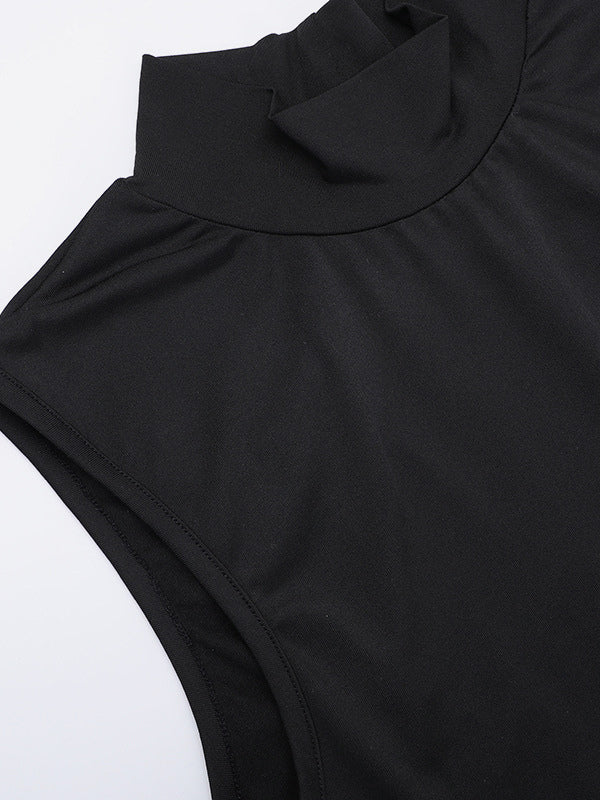 Backless Maxi Dress For Women - Butterfly Detail Mock Neck Black Bodycon Long Dress - Summer Night Out Clubwear 2026