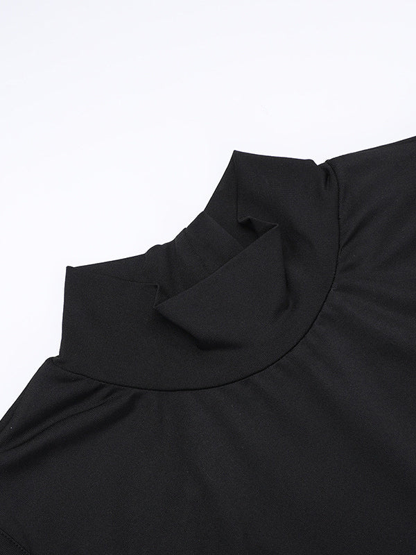 Backless Maxi Dress For Women - Butterfly Detail Mock Neck Black Bodycon Long Dress - Summer Night Out Clubwear 2026