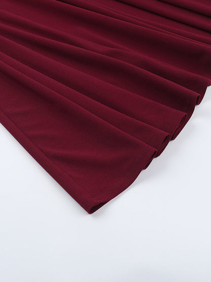 Square Neck Midi Dress For Women - Retro A-Line Pleated Dress - Spring Cocktail Party 2026