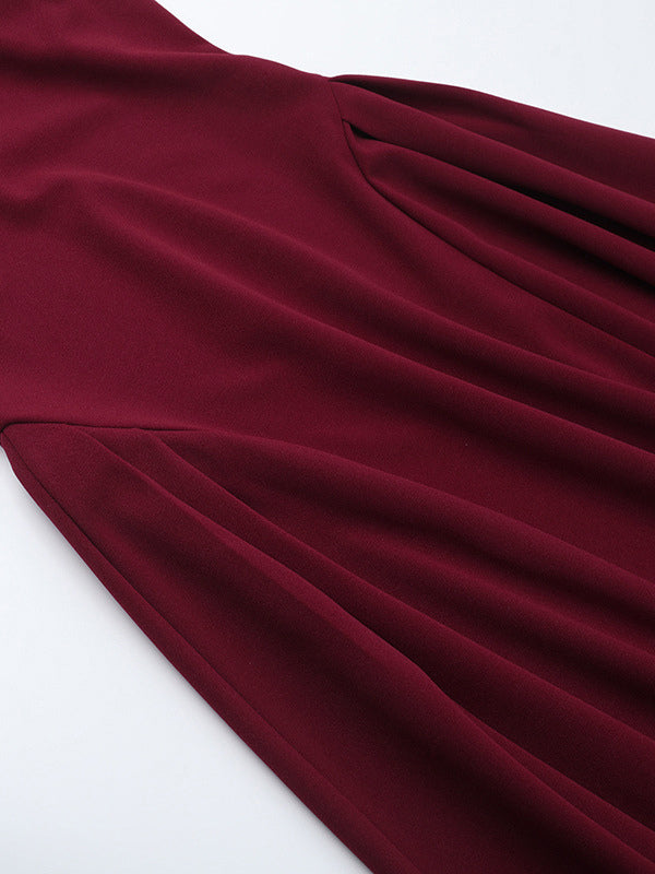 Square Neck Midi Dress For Women - Retro A-Line Pleated Dress - Spring Cocktail Party 2026