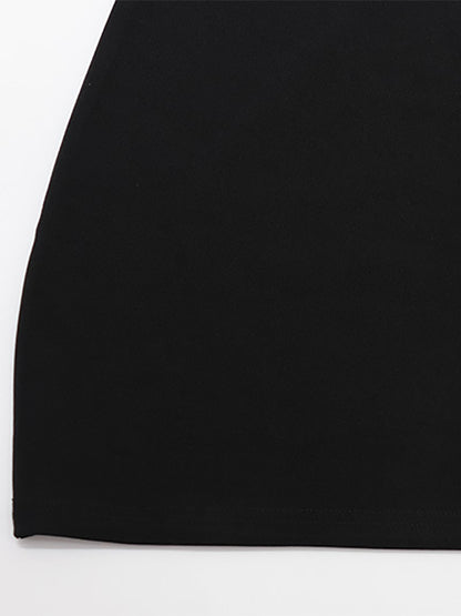 Cut Out Mini Dress For Women - Black Elegant Long Sleeve Gold Button Bodycon - Spring Night Out Club Party 2026