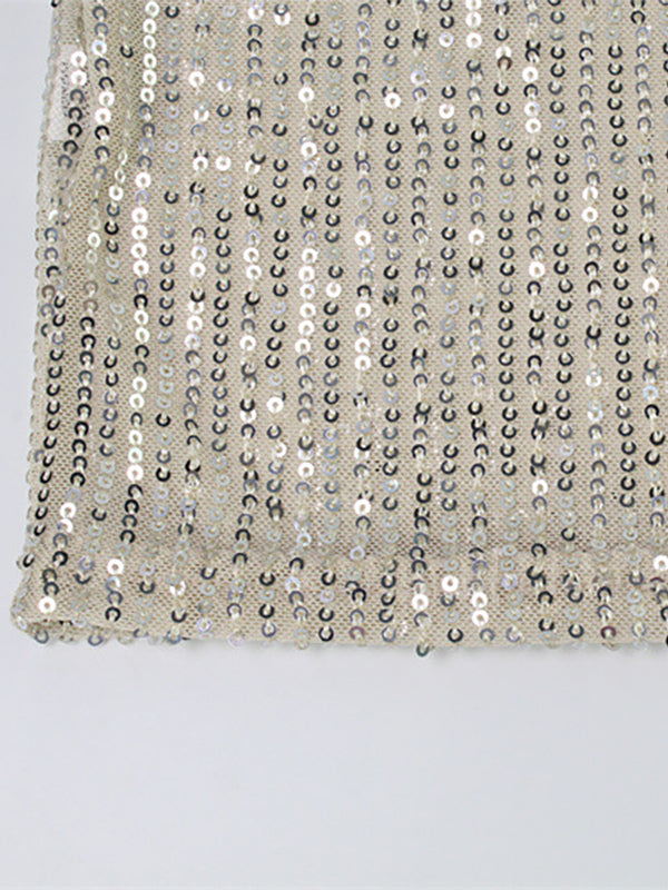 Sparkly Sequin Maxi Slip Dress For Women - Glam Spaghetti Strap Bodycon - Spring Night Out Club Party 2026