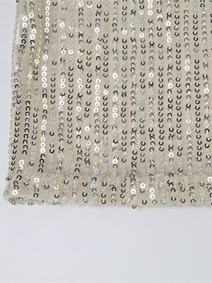 Sparkly Sequin Maxi Slip Dress For Women - Glam Spaghetti Strap Bodycon - Spring Night Out Club Party 2026