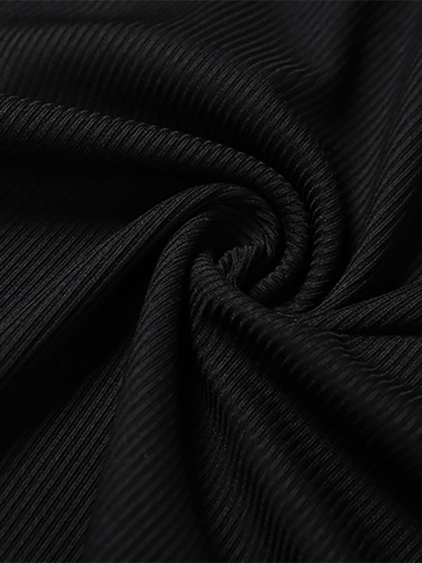 Lace Trim Slip Dress For Women - Black Ribbed Sleeveless Cami Mini Sundress - Summer Party Night Out 2026
