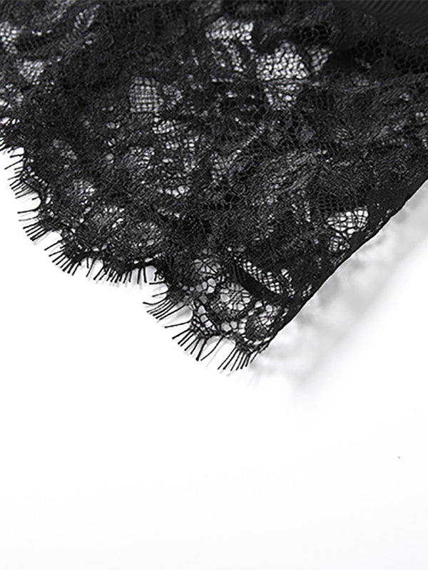 Lace Trim Slip Dress For Women - Black Ribbed Sleeveless Cami Mini Sundress - Summer Party Night Out 2026