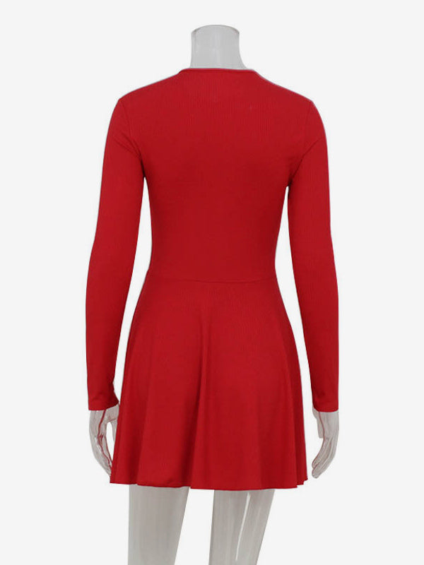 Mesh Corset Mini Dress For Women - Long Sleeve Ribbed Skater Dress - Spring Night Out Club Party 2026