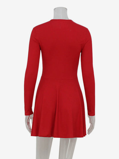 Mesh Corset Mini Dress For Women - Long Sleeve Ribbed Skater Dress - Spring Night Out Club Party 2026