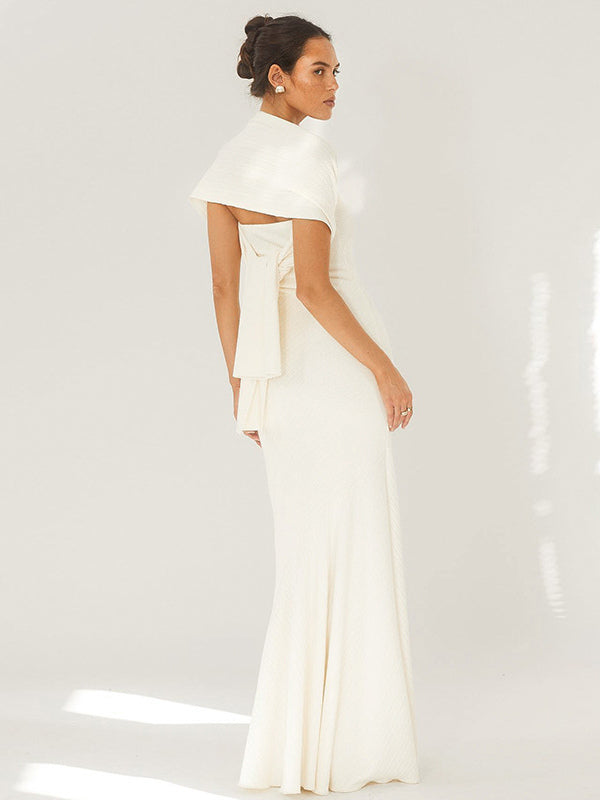 Minimalist Scarf Neck Strapless Dress For Women - Elegant Mermaid Maxi Gown - Spring Formal Evening Gala 2026