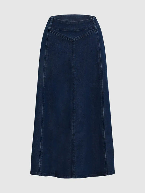 Western Denim Maxi Skirt For Women - Boho A-Line High Waisted Long Skirt - All Season Casual Wear 2026