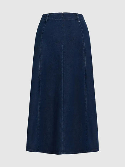 Western Denim Maxi Skirt For Women - Boho A-Line High Waisted Long Skirt - All Season Casual Wear 2026