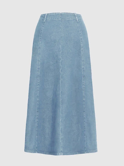 Western Denim Maxi Skirt For Women - Boho A-Line High Waisted Long Skirt - All Season Casual Wear 2026