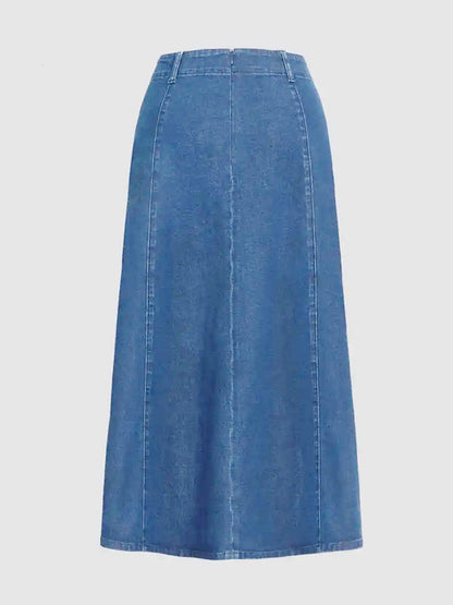 Western Denim Maxi Skirt For Women - Boho A-Line High Waisted Long Skirt - All Season Casual Wear 2026