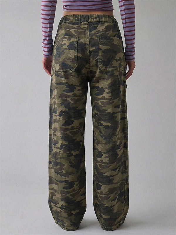 Baggy Cargo Jeans For Women - Washed Retro Y2K Low Rise Drawstring Wide Leg Pants - Spring Streetwear 2026