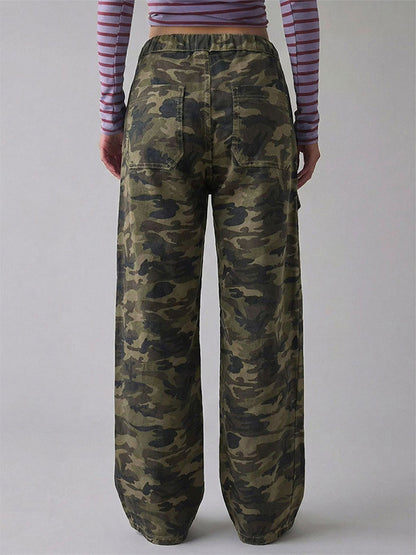 Baggy Cargo Jeans For Women - Washed Retro Y2K Low Rise Drawstring Wide Leg Pants - Spring Streetwear 2026