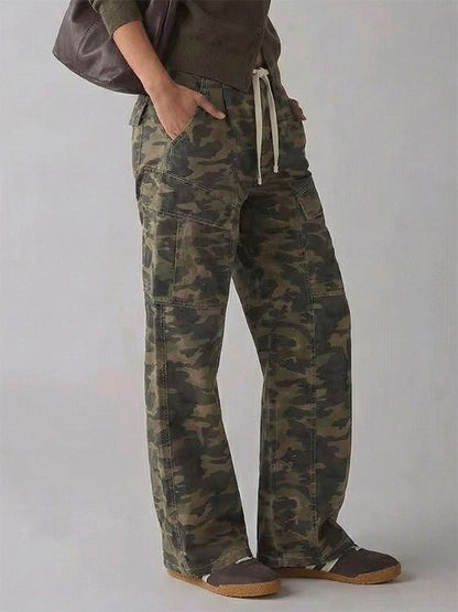 Baggy Cargo Jeans For Women - Washed Retro Y2K Low Rise Drawstring Wide Leg Pants - Spring Streetwear 2026