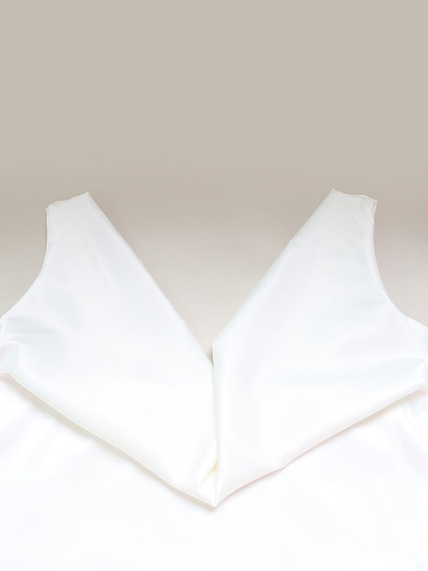 White Satin Women Maxi Dress - Elegant Silk Style Cowl Neck Backless Sleeveless Gown - Summer Evening Party Prom 2026