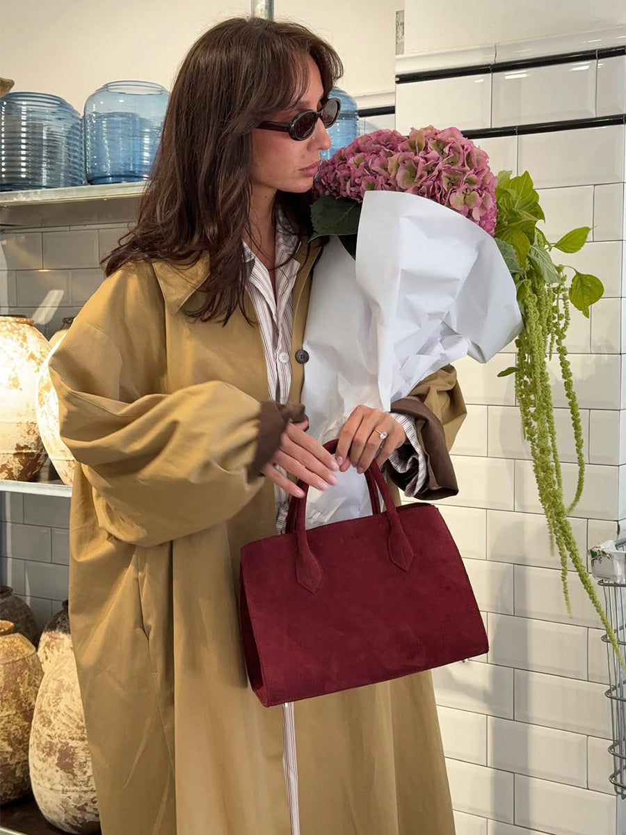 Classic Long Trench Coat For Women - Khaki Minimalist Single-Breasted Relaxed Fit Dust Coat - Spring Office-to-dinner Outerwear 2026