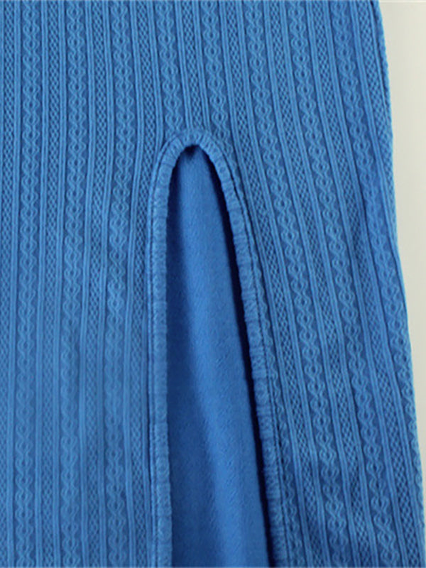 Blue High Slit Cami Maxi Dress For Women - Sexy Spaghetti Strap Bodycon Sundress - Summer Beach Vacation 2026