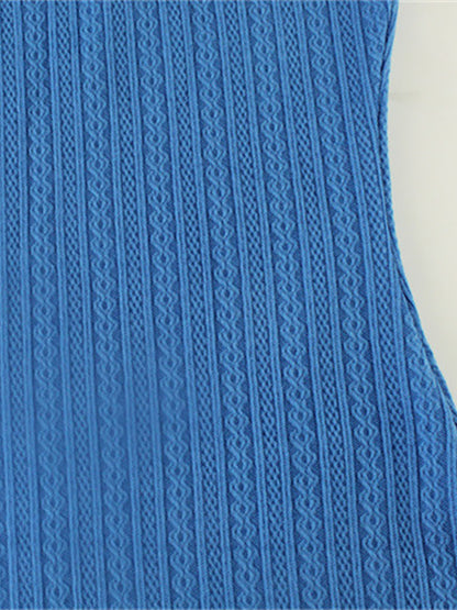 Blue High Slit Cami Maxi Dress For Women - Sexy Spaghetti Strap Bodycon Sundress - Summer Beach Vacation 2026