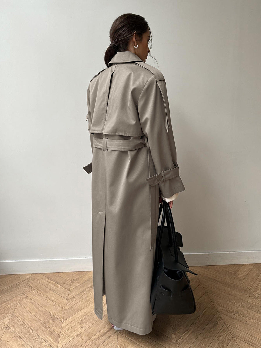 Double Breasted Trench Coat For Women - Belted Classic Longline Overcoat - Spring Chic Office-to-dinner Outerwear 2026