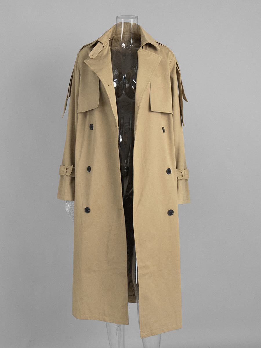 Double Breasted Trench Coat For Women - Belted Classic Longline Overcoat - Spring Chic Office-to-dinner Outerwear 2026