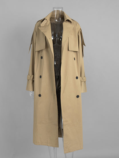 Double Breasted Trench Coat For Women - Belted Classic Longline Overcoat - Spring Chic Office-to-dinner Outerwear 2026